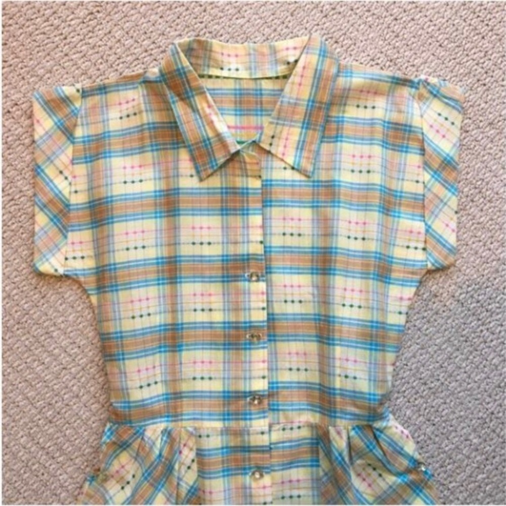 Vintage 1950s Atomic Plaid shirtdress - Picture 5 of 8